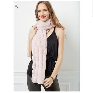 TOURANCE luxury cream faux fur long scarf 7 x 78